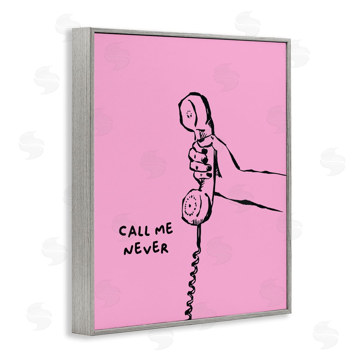 Call Me Never Phrase Grey Frame Print Wall Art, Home Decor by House of Lulu