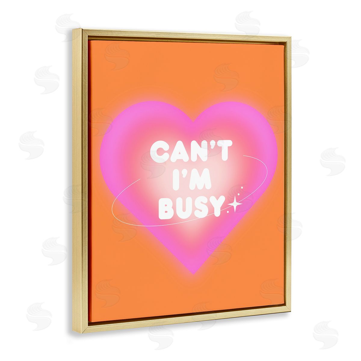 Can't I'm Busy Phrase Gold Floating Frame Canvas Wall Art, Home Decor by House of Lulu
