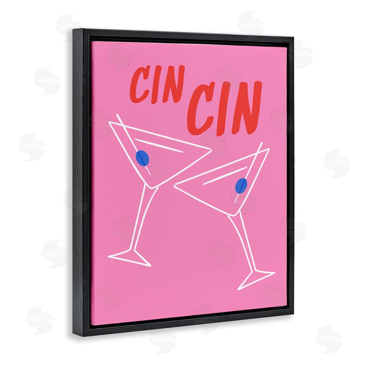 Cin Cin Martinis Black Floating Frame Canvas Wall Art, Home Decor by House of Lulu