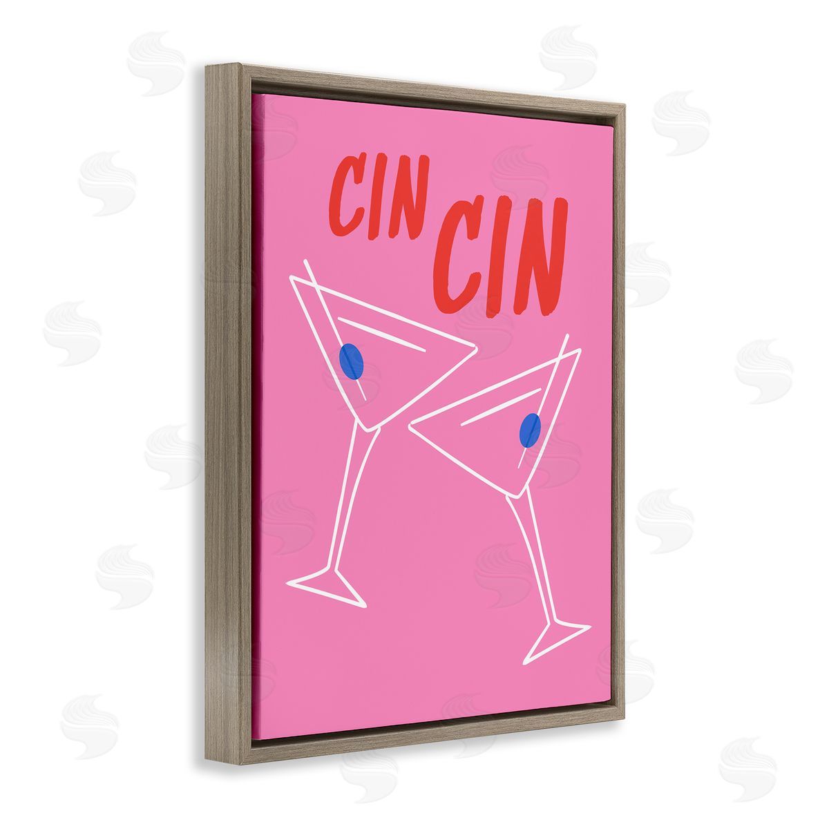 Cin Cin Martinis Brown Floating Frame Canvas Wall Art, Home Decor by House of Lulu