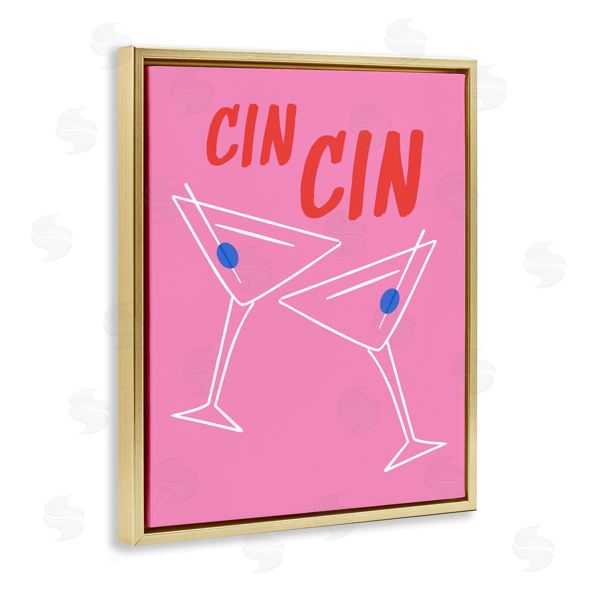 Cin Cin Martinis Gold Floating Frame Canvas Wall Art, Home Decor by House of Lulu