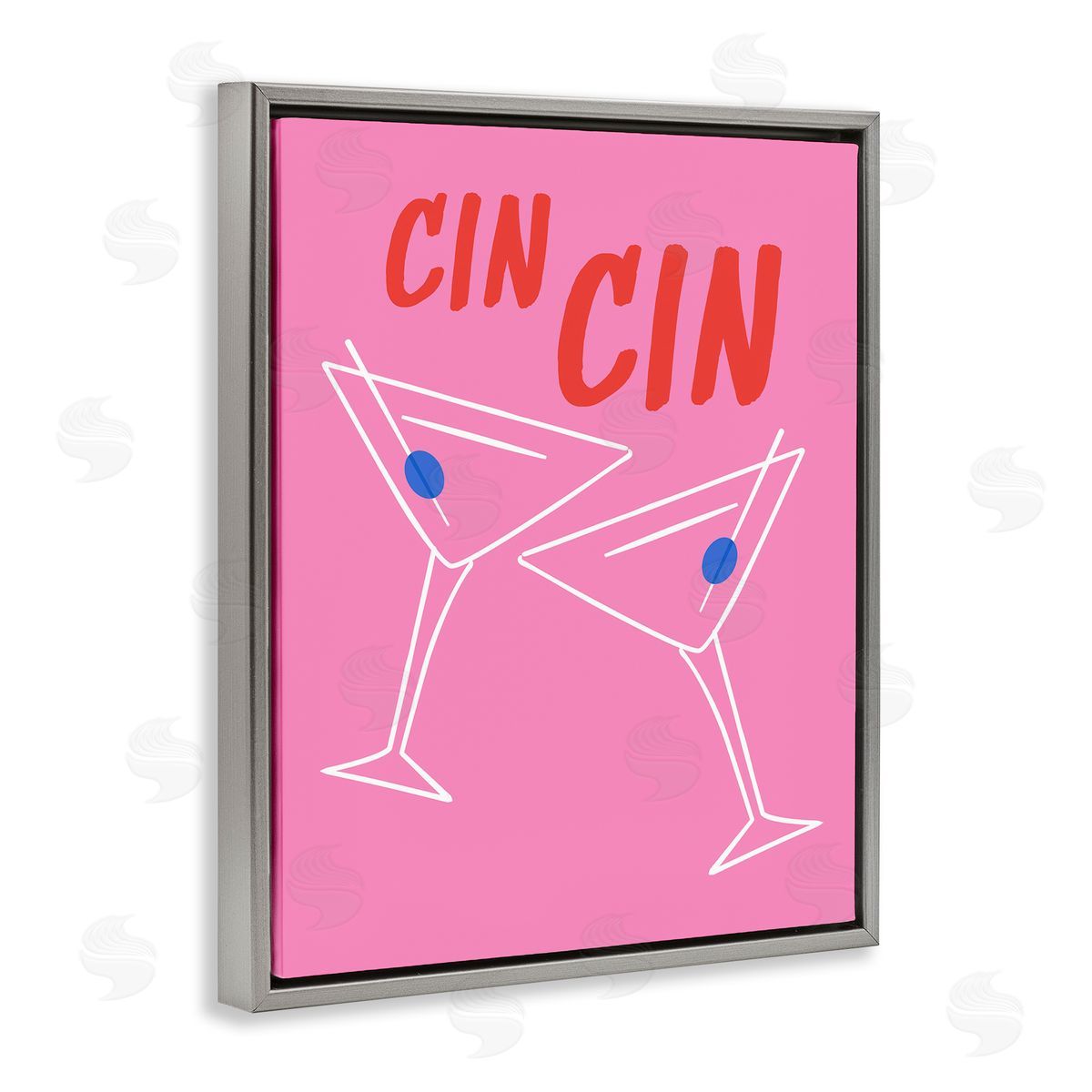 Cin Cin Martinis Grey Floating Frame Canvas Wall Art, Home Decor by House of Lulu