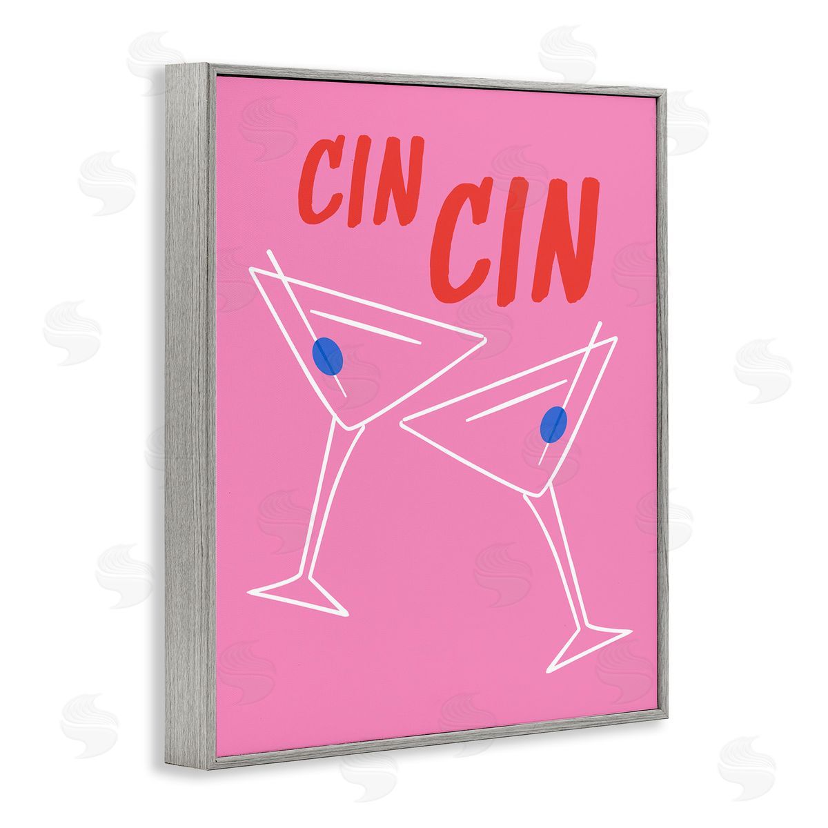 Cin Cin Martinis Grey Frame Print Wall Art, Home Decor by House of Lulu