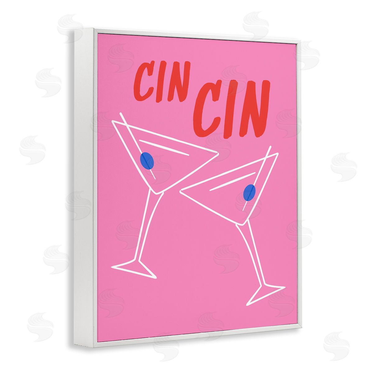Cin Cin Martinis White Frame Print Wall Art, Home Decor by House of Lulu
