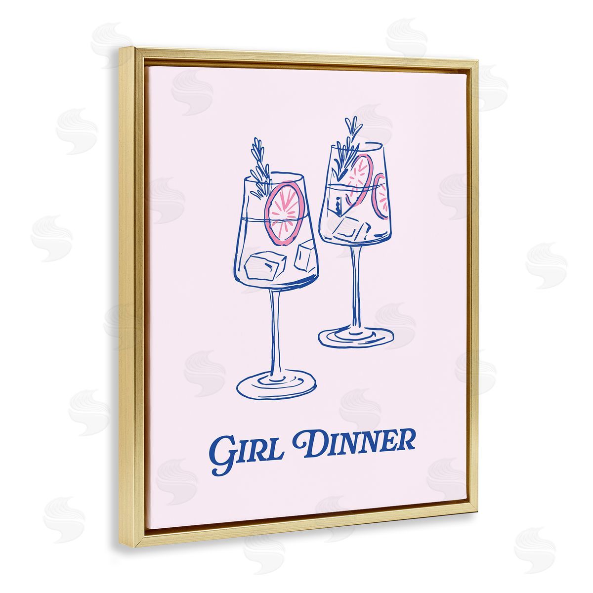 Girl Dinner Cocktails Gold Floating Frame Canvas Wall Art, Home Decor by House of Lulu