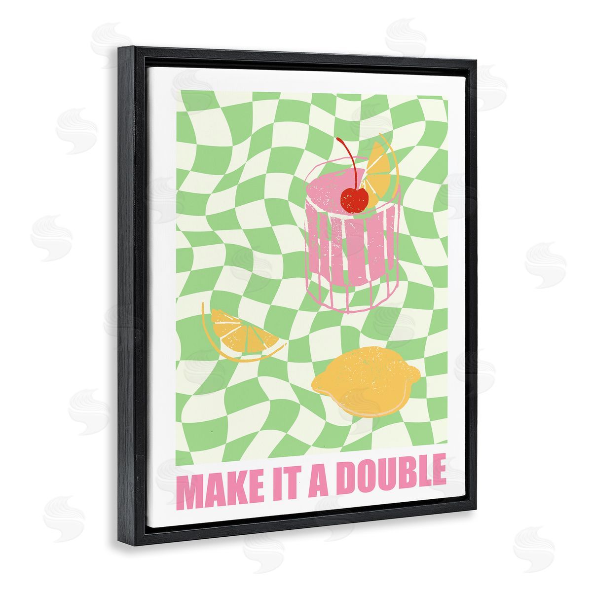 Checkered Make It A Double Black Floating Frame Canvas Wall Art, Home Decor by House of Lulu