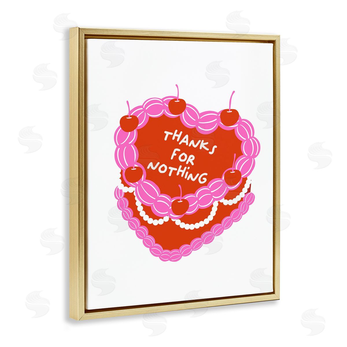 Thanks For Nothing Cake Gold Floating Frame Canvas Wall Art, Home Decor by House of Lulu