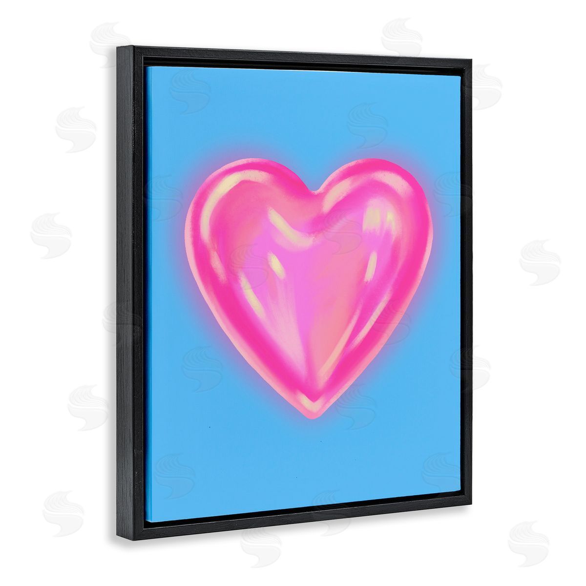 Watercolor Sculptural Heart Black Floating Frame Canvas Wall Art, Home Decor by House of Lulu