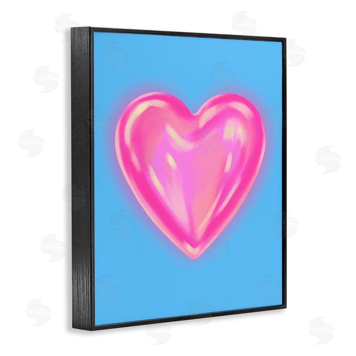 Watercolor Sculptural Heart Black Frame Print Wall Art, Home Decor by House of Lulu