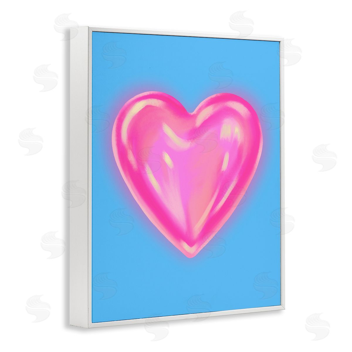 Watercolor Sculptural Heart White Frame Print Wall Art, Home Decor by House of Lulu