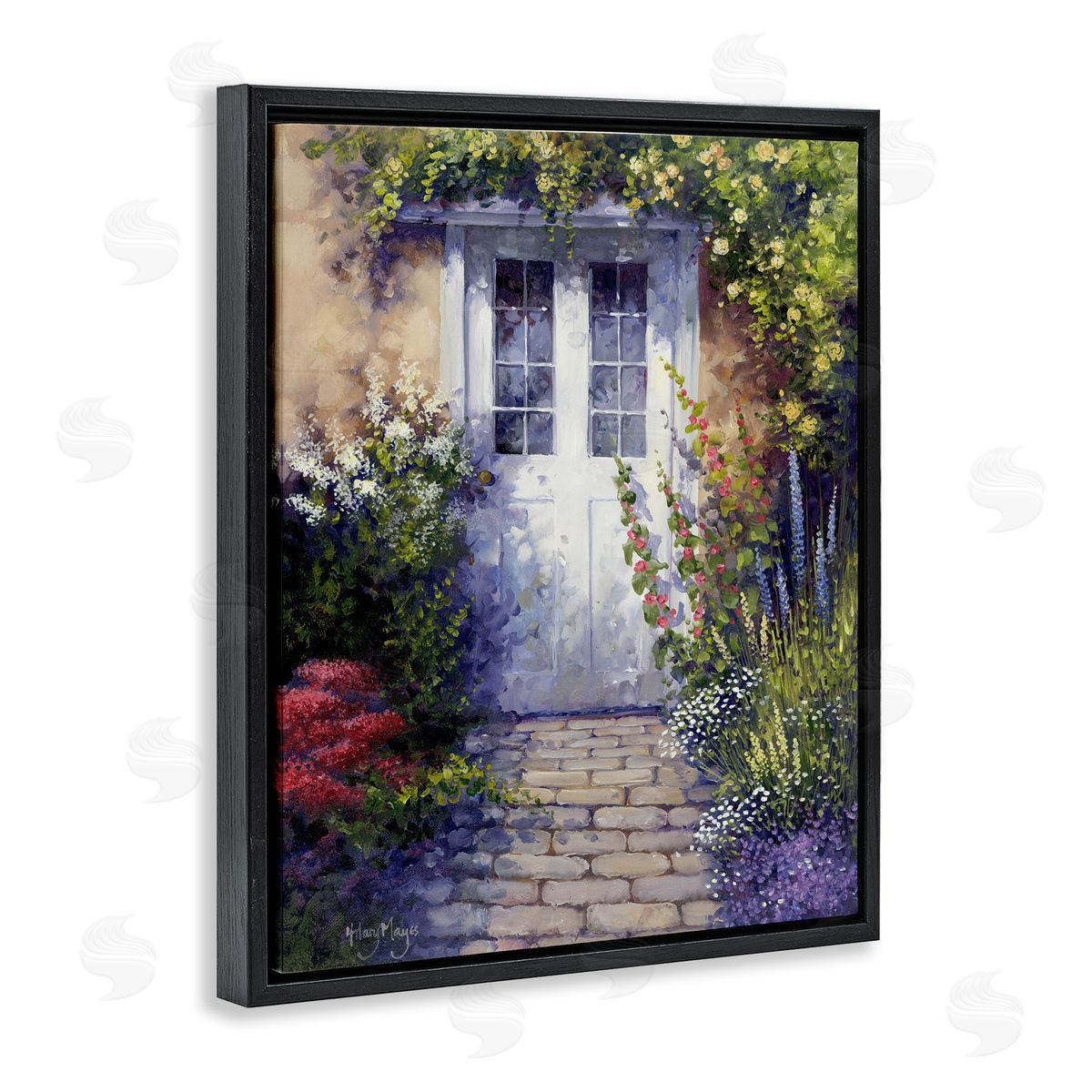 Back Doorway Plants Black Floating Frame Canvas Wall Art, Home Decor by Hilary Mayes
