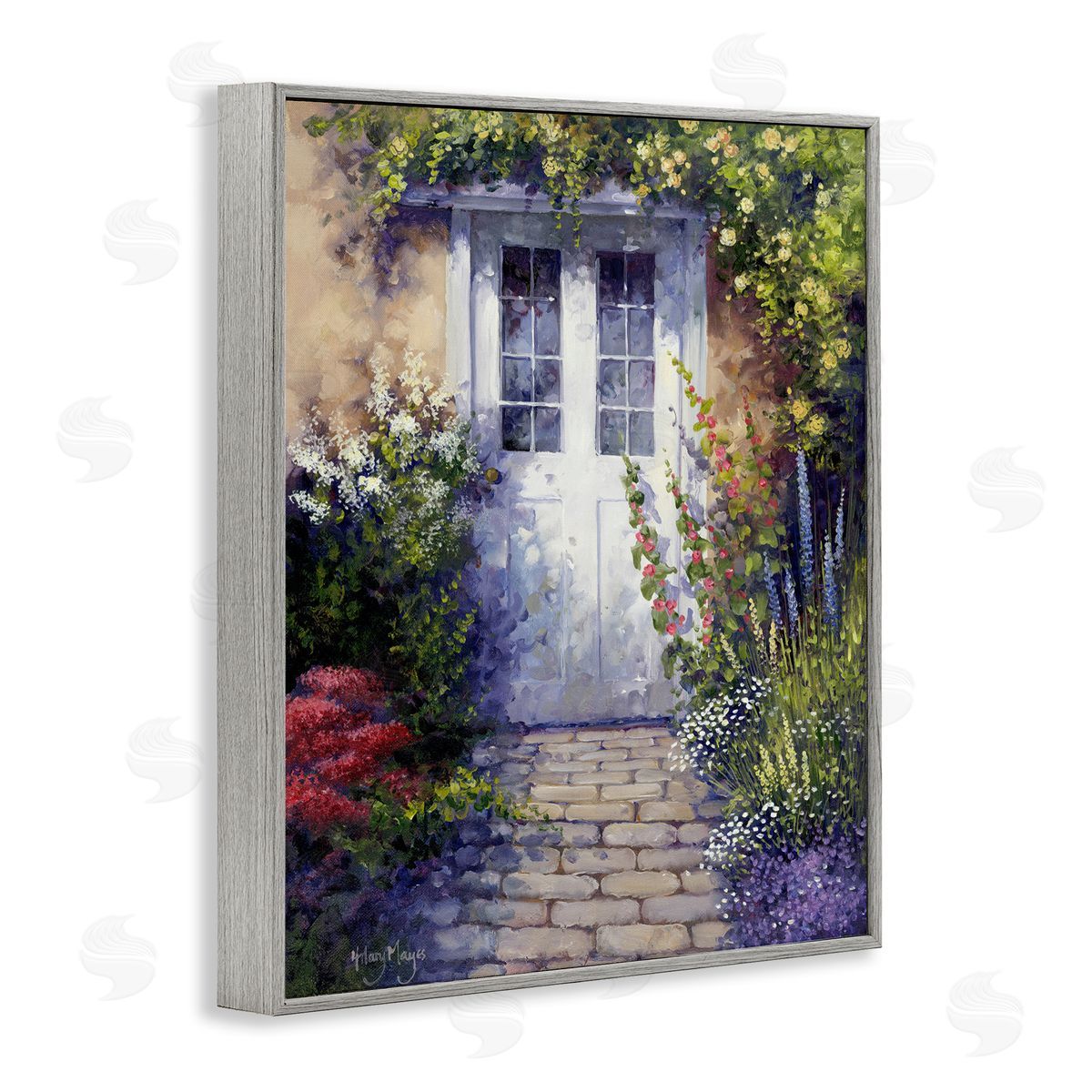 Back Doorway Plants Grey Frame Print Wall Art, Home Decor by Hilary Mayes