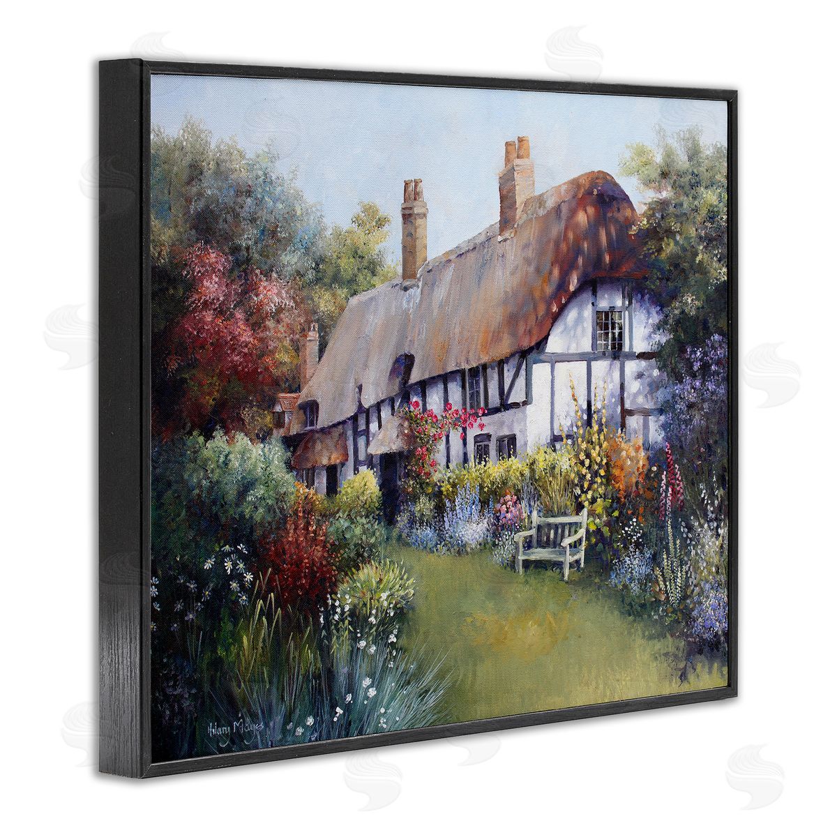 Budding Cottage Garden Black Frame Print Wall Art, Home Decor by Hilary Mayes
