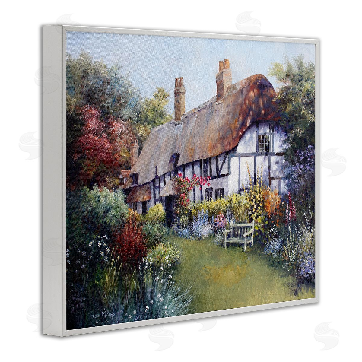 Budding Cottage Garden White Frame Print Wall Art, Home Decor by Hilary Mayes