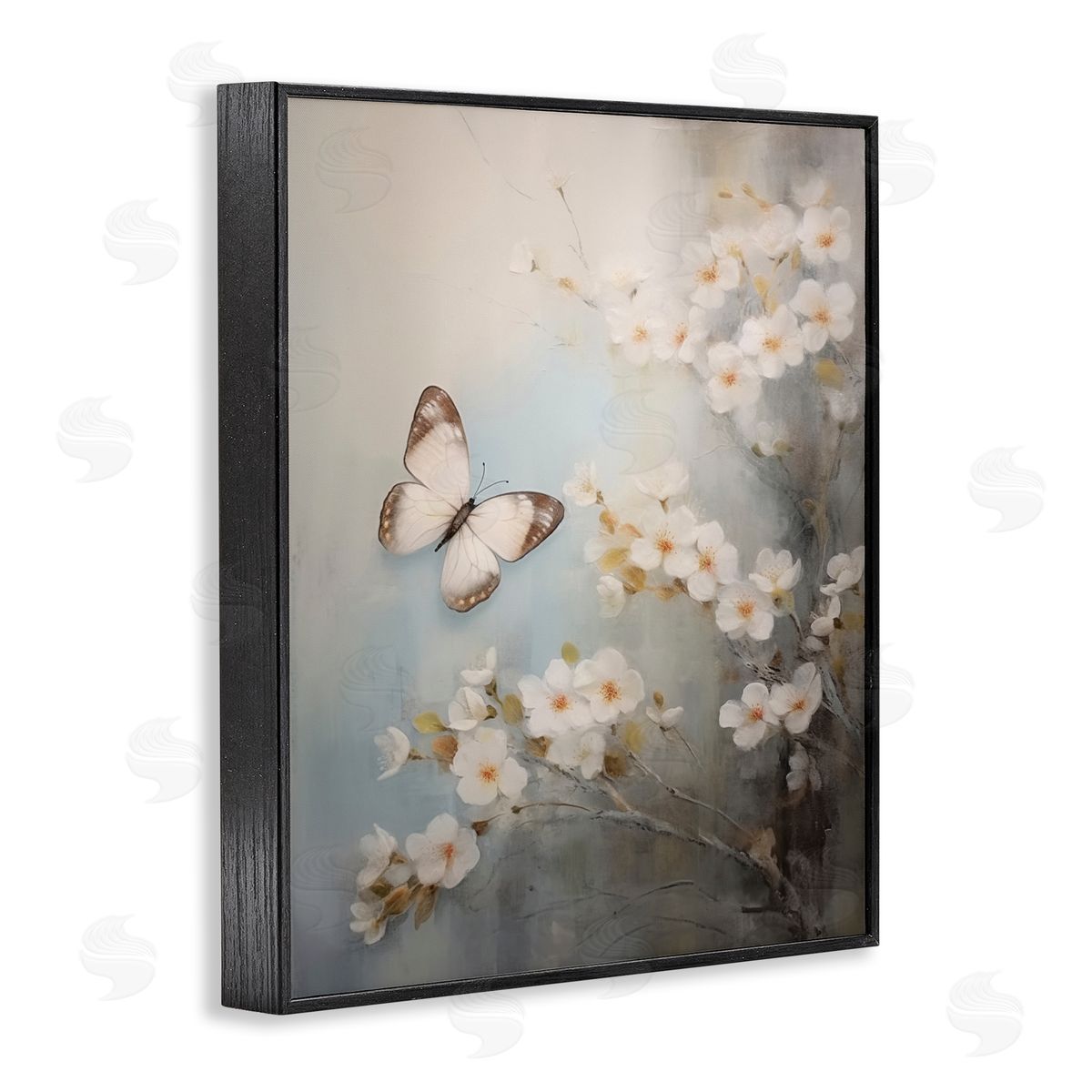 Spring Butterfly & Dogwood Black Frame Print Wall Art, Home Decor by Arlington Prints