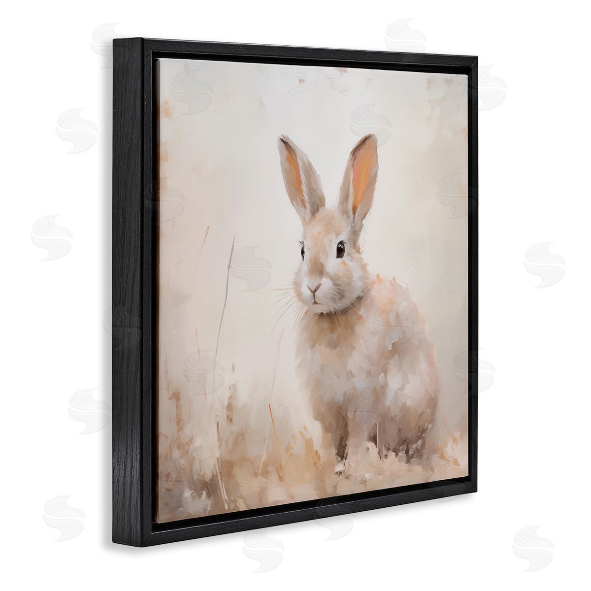 Neutral Gazing Bunny Black Floating Frame Canvas Wall Art, Home Decor by Arlington Prints