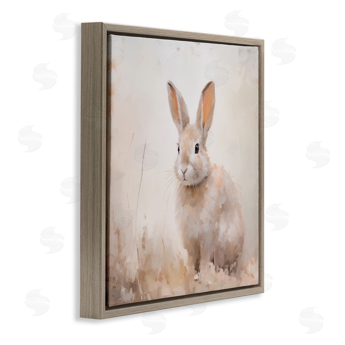 Neutral Gazing Bunny Brown Floating Frame Canvas Wall Art, Home Decor by Arlington Prints
