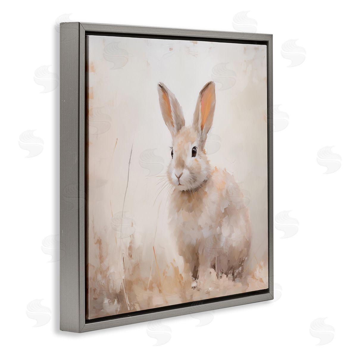 Neutral Gazing Bunny Grey Floating Frame Canvas Wall Art, Home Decor by Arlington Prints