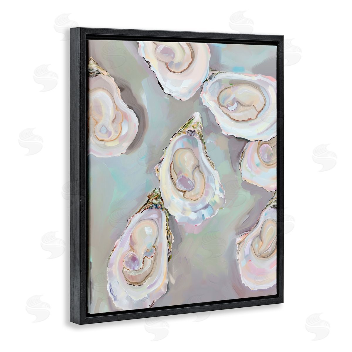 Pastel Oysters Still Life Black Floating Frame Canvas Wall Art, Home Decor by Arlington Prints