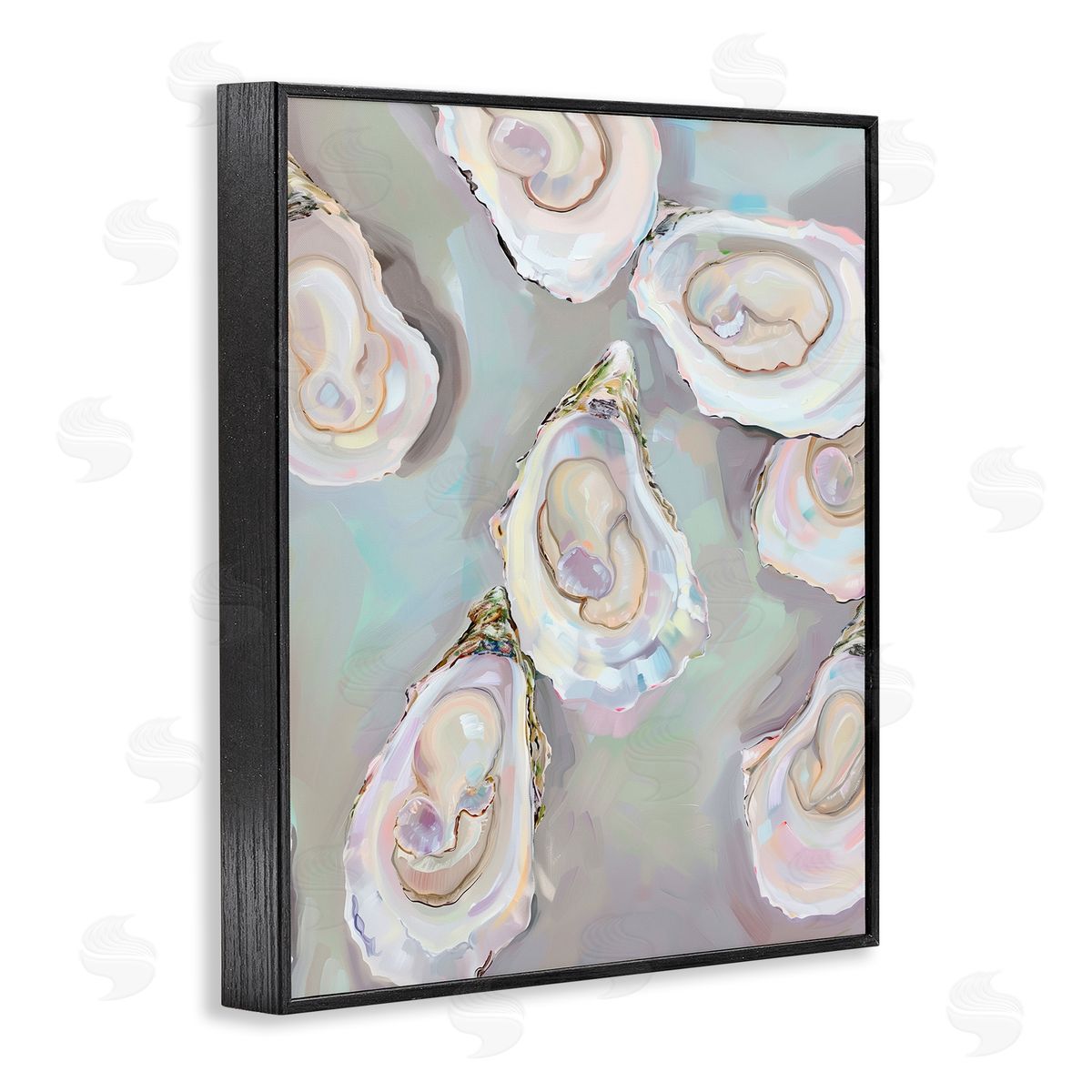 Pastel Oysters Still Life Black Frame Print Wall Art, Home Decor by Arlington Prints