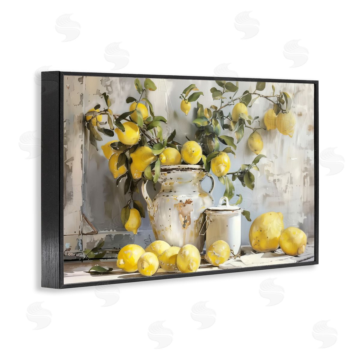 Lemons & Canisters Still Life Black Frame Print Wall Art, Home Decor by Arlington Prints