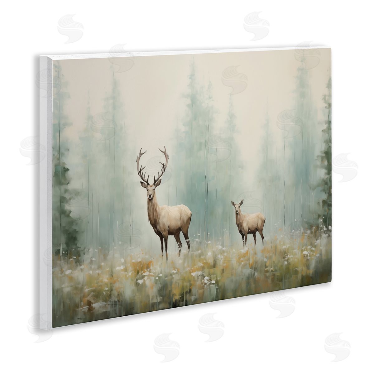 Faraway Deer in Meadow Wood Plaque Wall Art, Home Decor by Arlington Prints