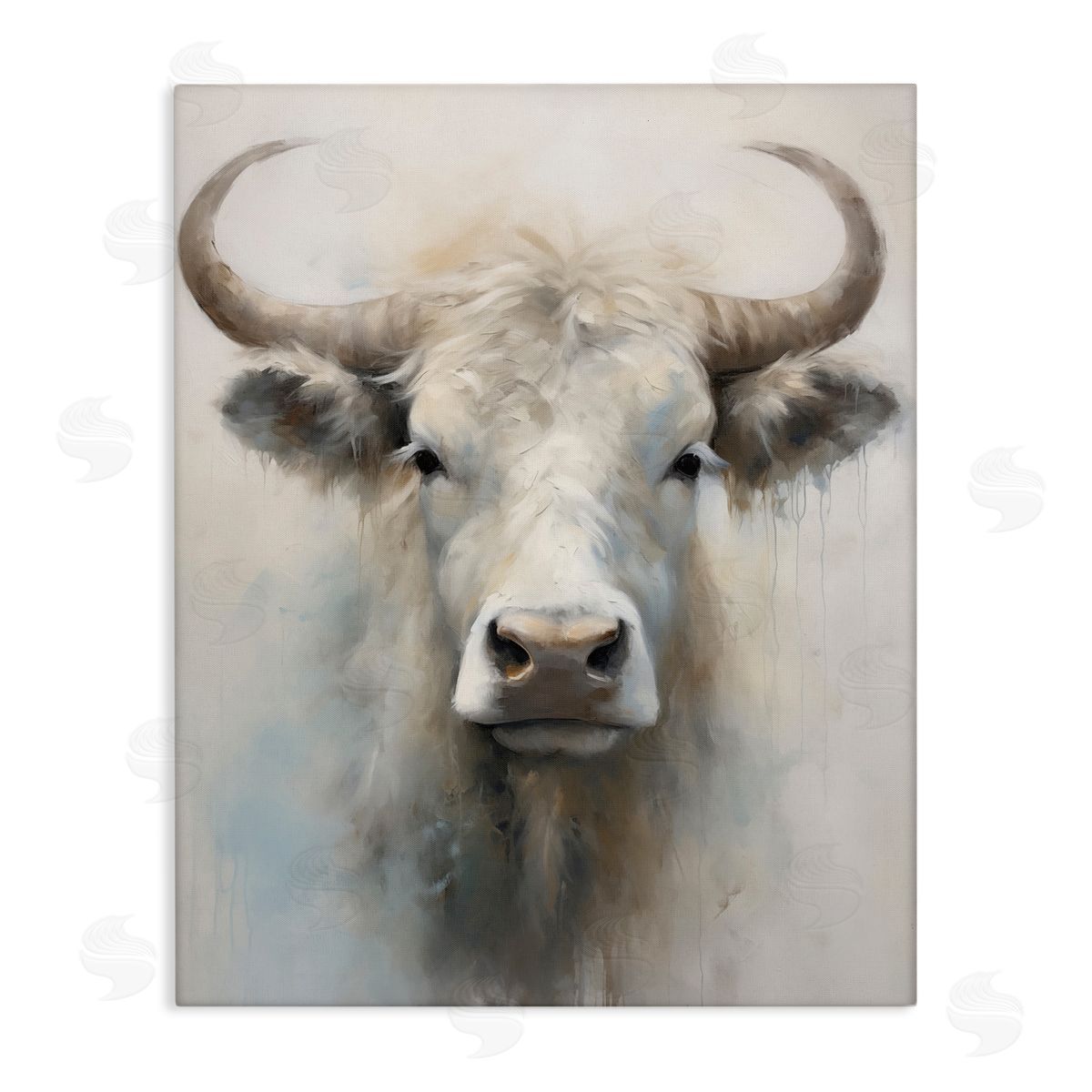 Centered White Cattle Canvas Wall Art, Home Decor by Arlington Prints