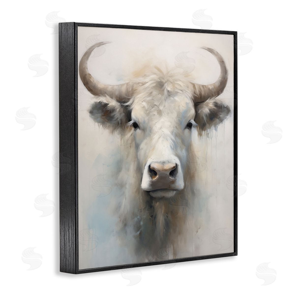 Centered White Cattle Black Frame Print Wall Art, Home Decor by Arlington Prints