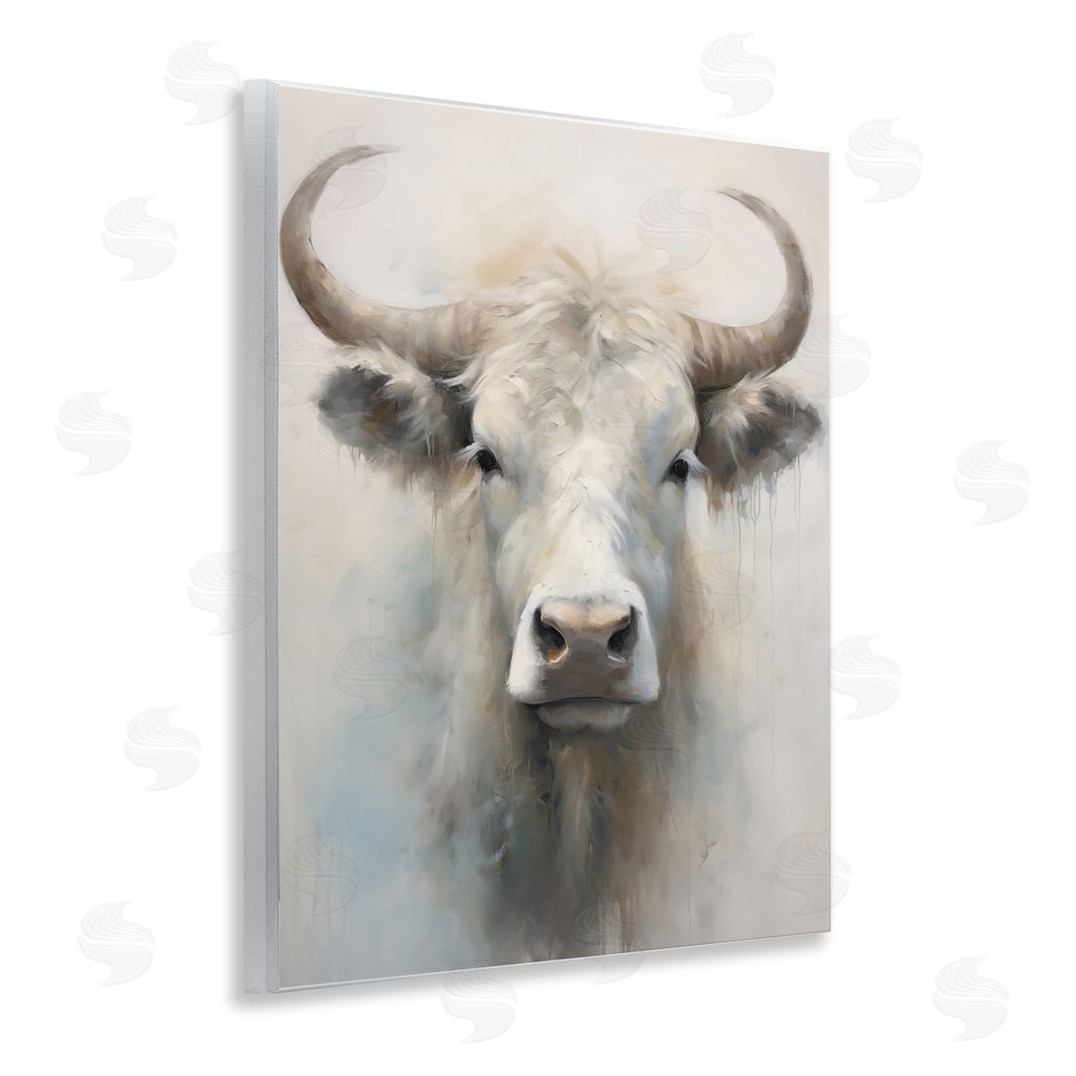 Centered White Cattle Wood Plaque Wall Art, Home Decor by Arlington Prints
