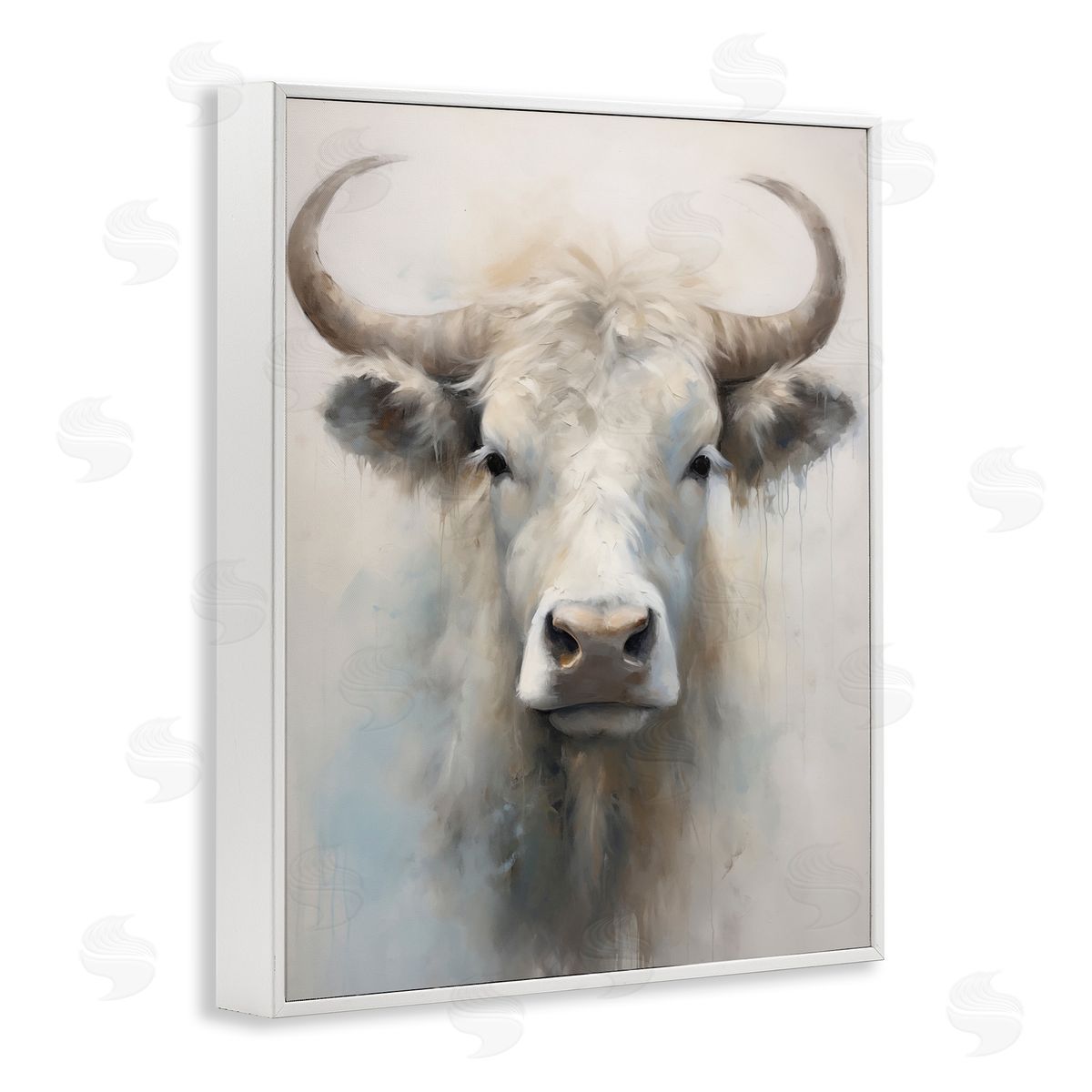Centered White Cattle White Frame Print Wall Art, Home Decor by Arlington Prints