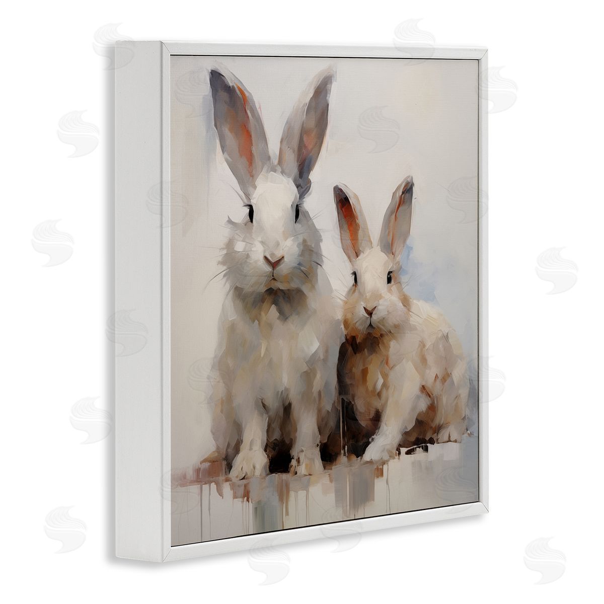 Fluffy Spring Rabbits White Frame Print Wall Art, Home Decor by Arlington Prints