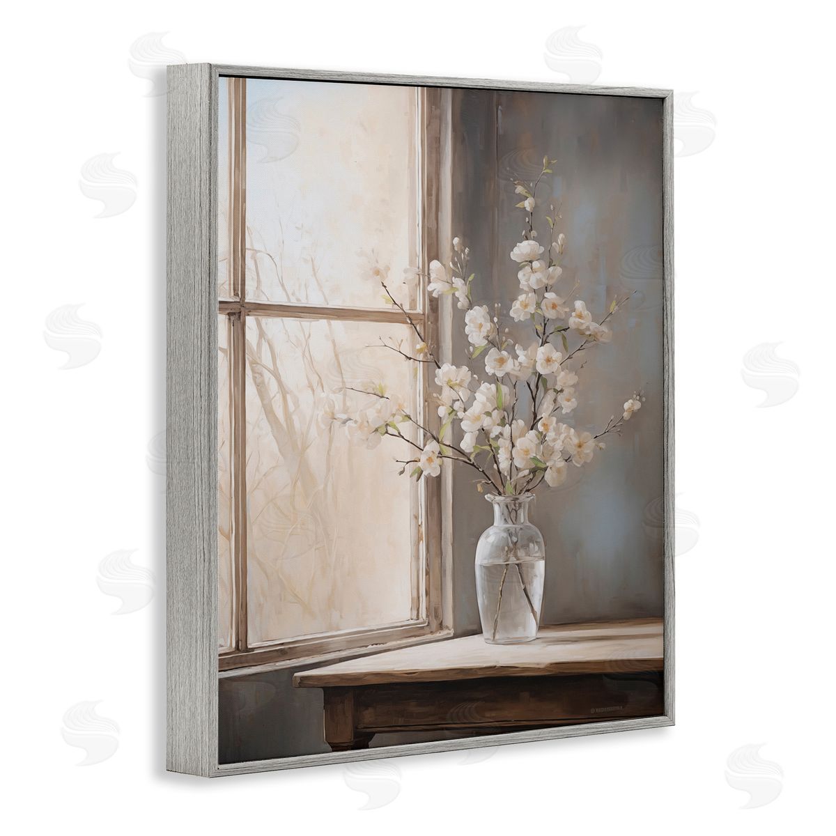 Spring Arrangement Windowsill Grey Frame Print Wall Art, Home Decor by Arlington Prints