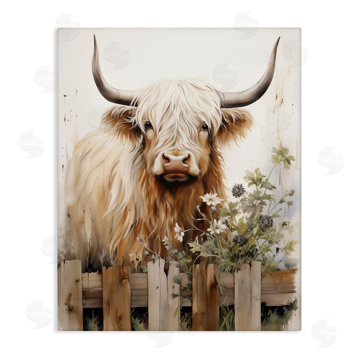 Cattle & Garden Fence Canvas Wall Art, Home Decor by Arlington Prints