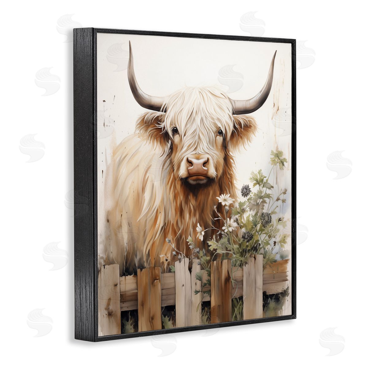 Cattle & Garden Fence Black Frame Print Wall Art, Home Decor by Arlington Prints