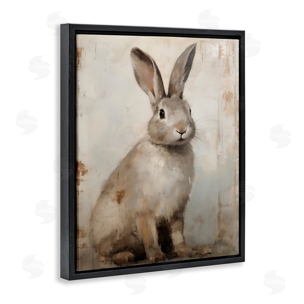 Natural Rabbit Portrait Black Floating Frame Canvas Wall Art, Home Decor by Arlington Prints