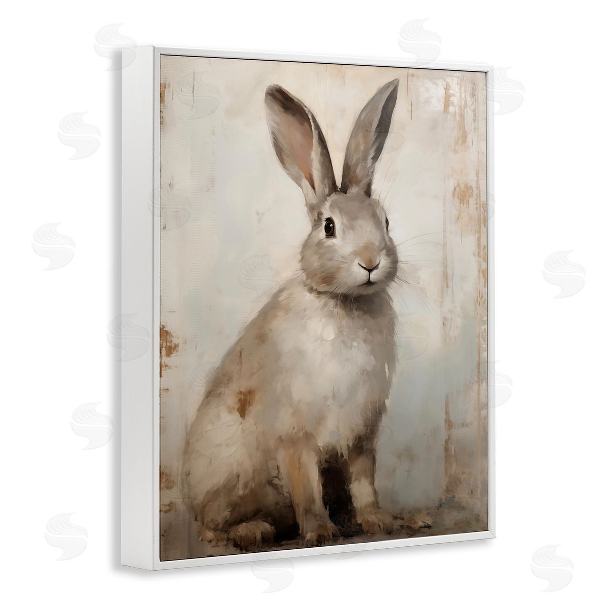 Natural Rabbit Portrait White Frame Print Wall Art, Home Decor by Arlington Prints