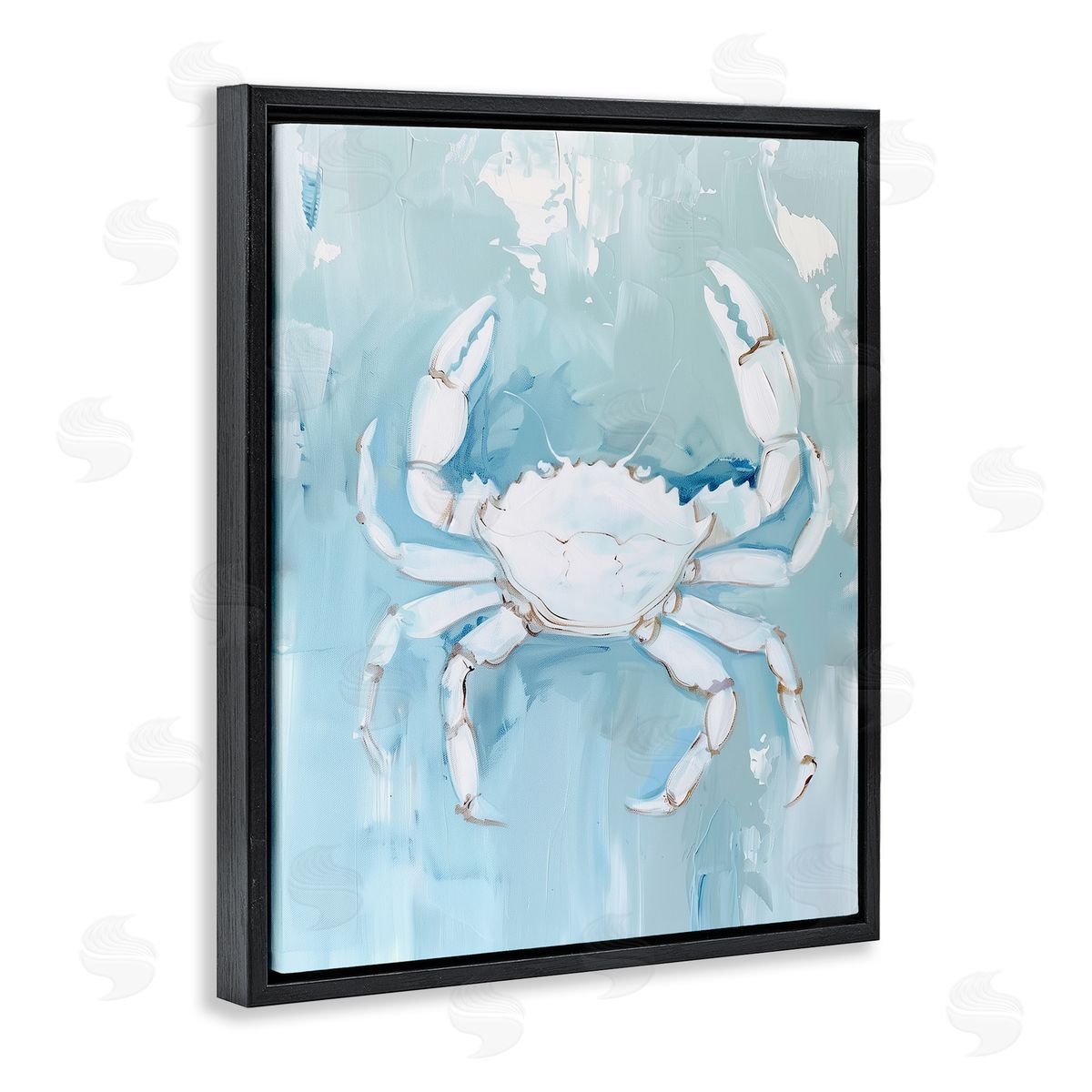White Coastal Crab Black Floating Frame Canvas Wall Art, Home Decor by Arlington Prints