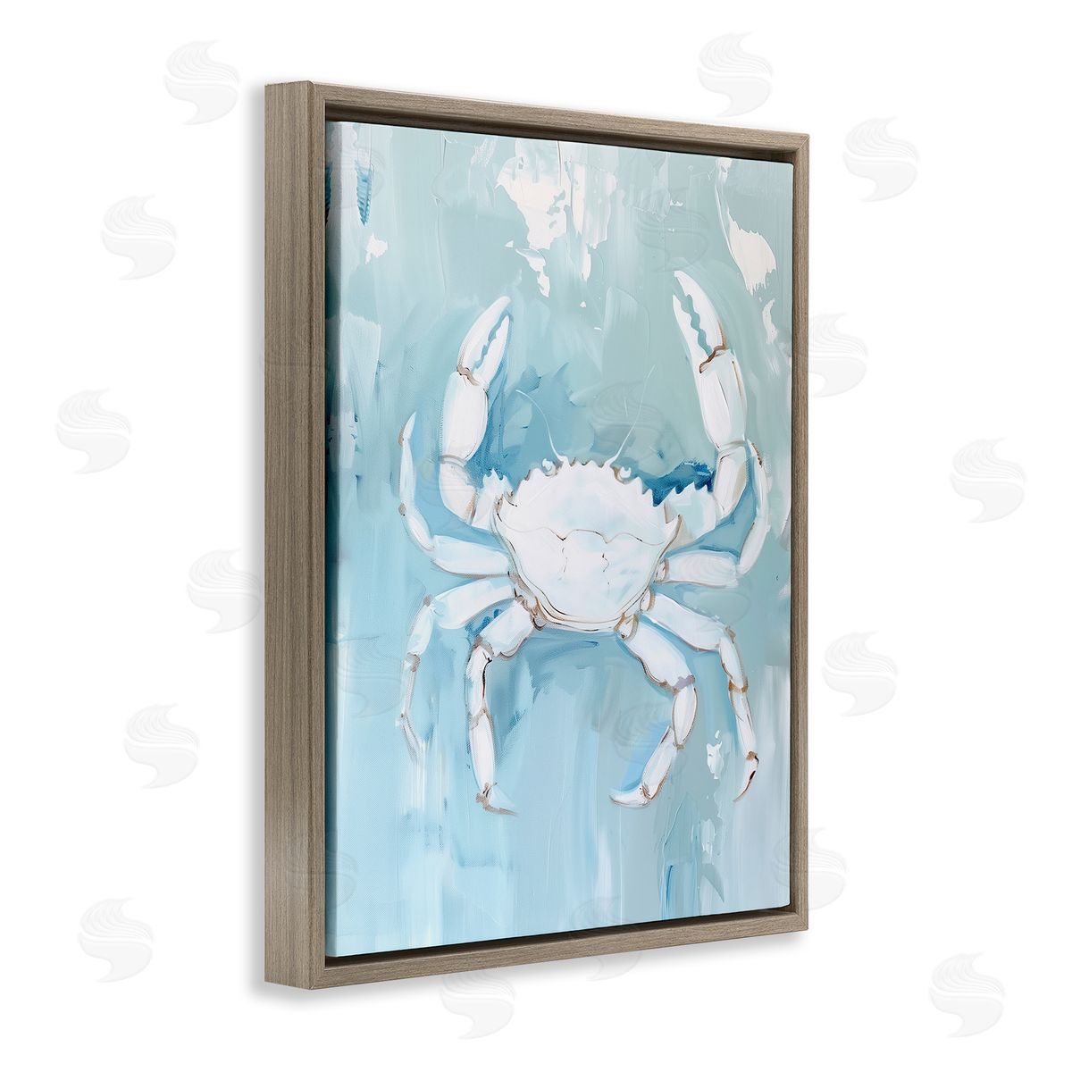 White Coastal Crab Brown Floating Frame Canvas Wall Art, Home Decor by Arlington Prints