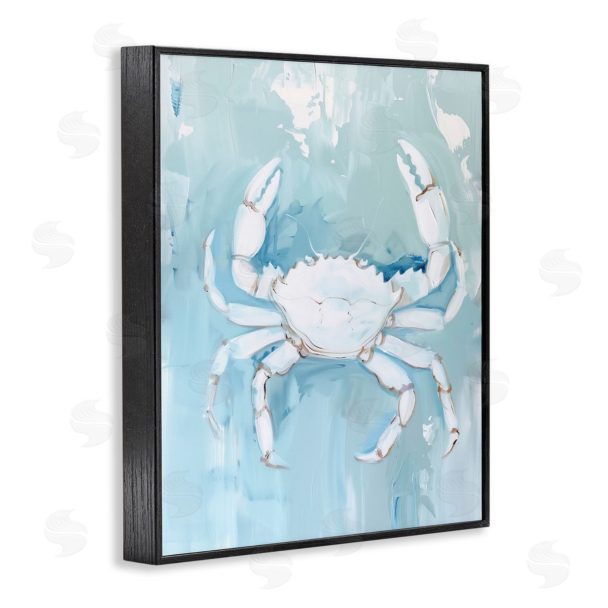 White Coastal Crab Black Frame Print Wall Art, Home Decor by Arlington Prints