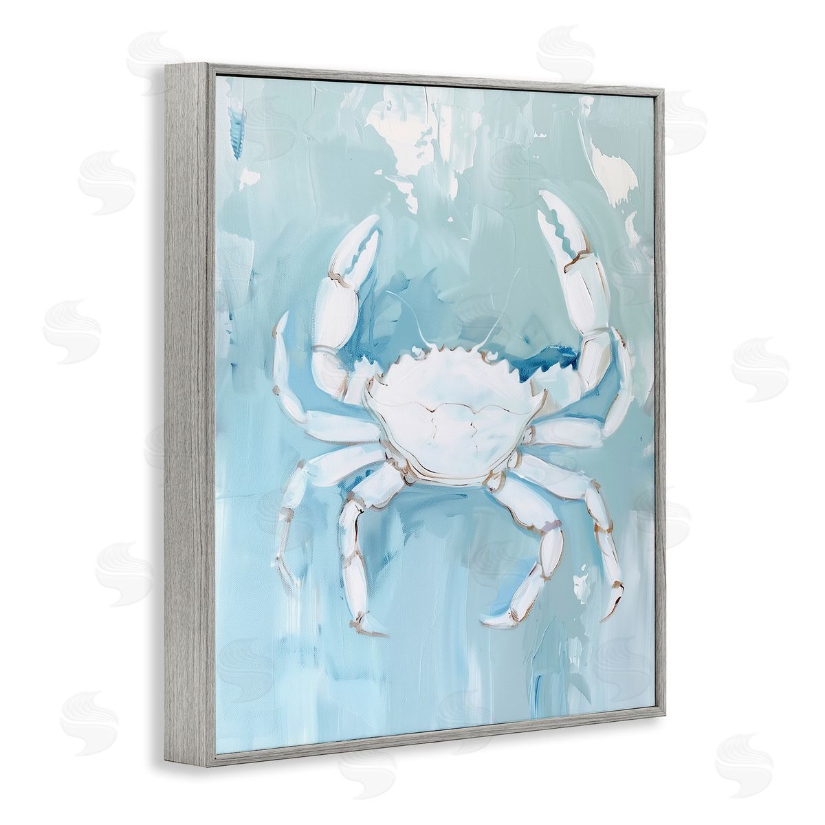White Coastal Crab Grey Frame Print Wall Art, Home Decor by Arlington Prints