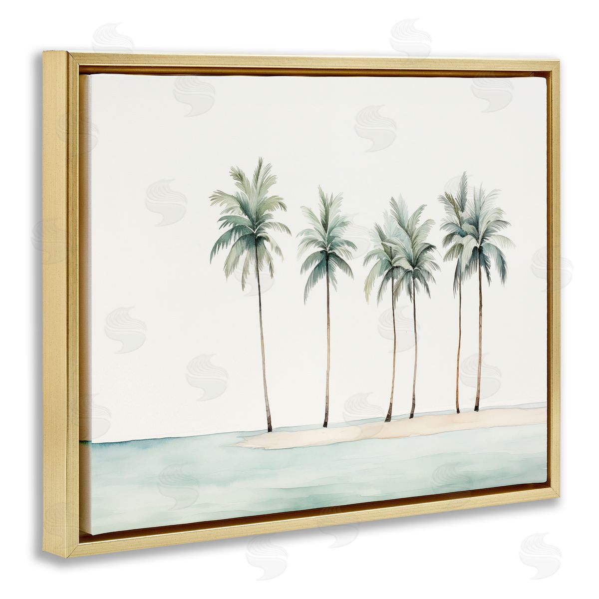 Summer Palms in a Line Gold Floating Frame Canvas Wall Art, Home Decor by Arlington Prints