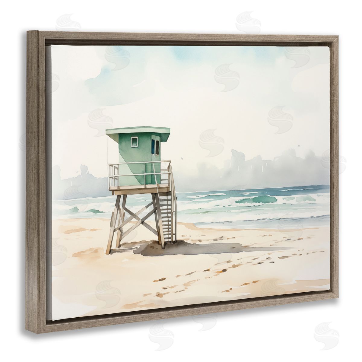 Summer Lifeguard Stand Brown Floating Frame Canvas Wall Art, Home Decor by Arlington Prints