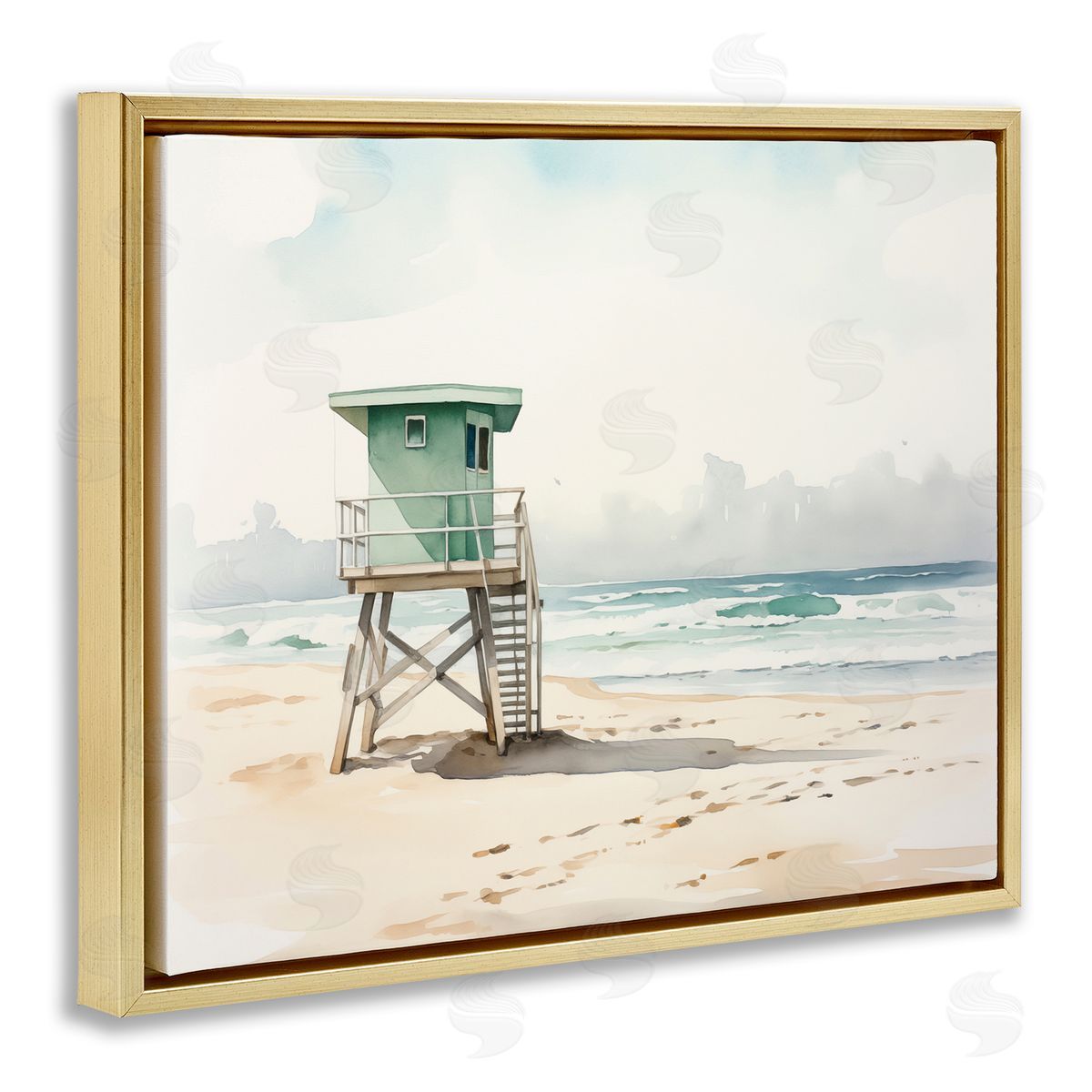 Summer Lifeguard Stand Gold Floating Frame Canvas Wall Art, Home Decor by Arlington Prints
