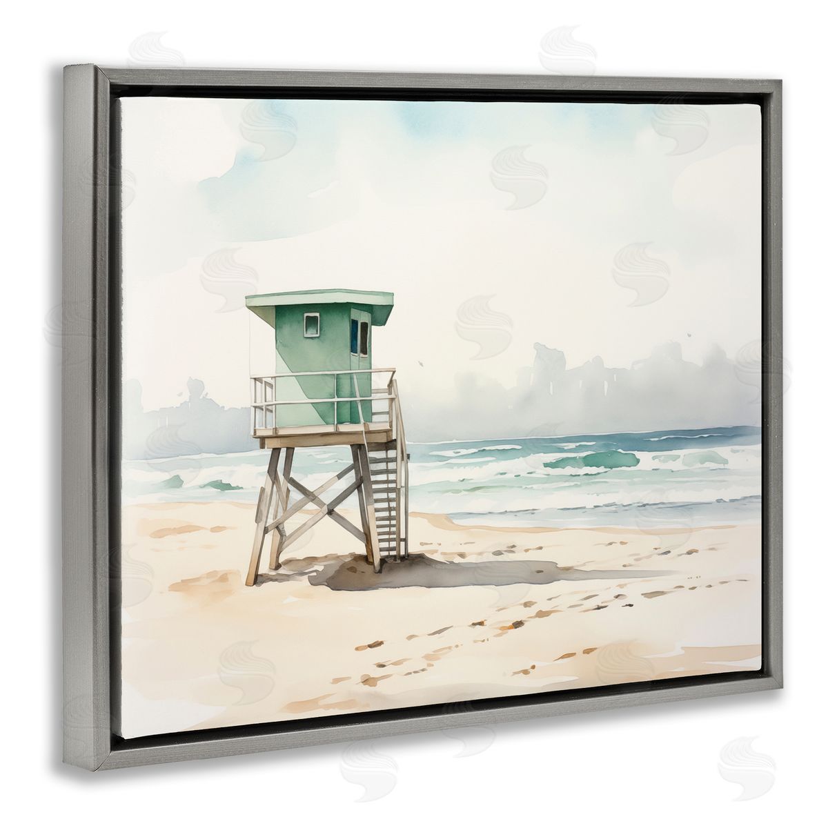 Summer Lifeguard Stand Grey Floating Frame Canvas Wall Art, Home Decor by Arlington Prints