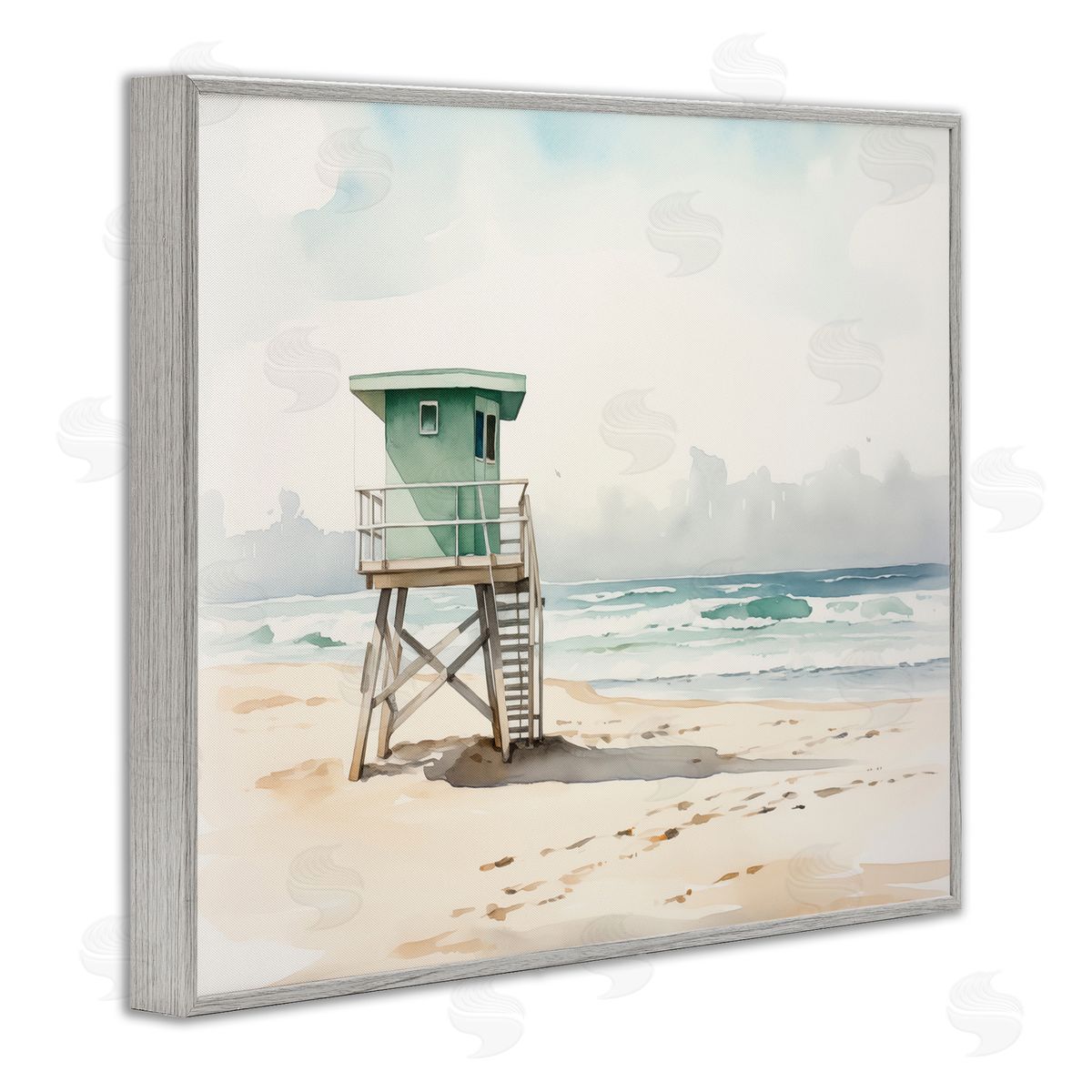 Summer Lifeguard Stand Grey Frame Print Wall Art, Home Decor by Arlington Prints