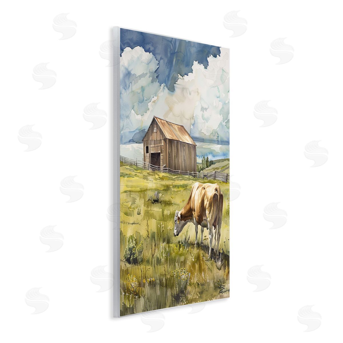 Cow in Vast Field Wood Plaque Wall Art, Home Decor by Franklyn Gregory