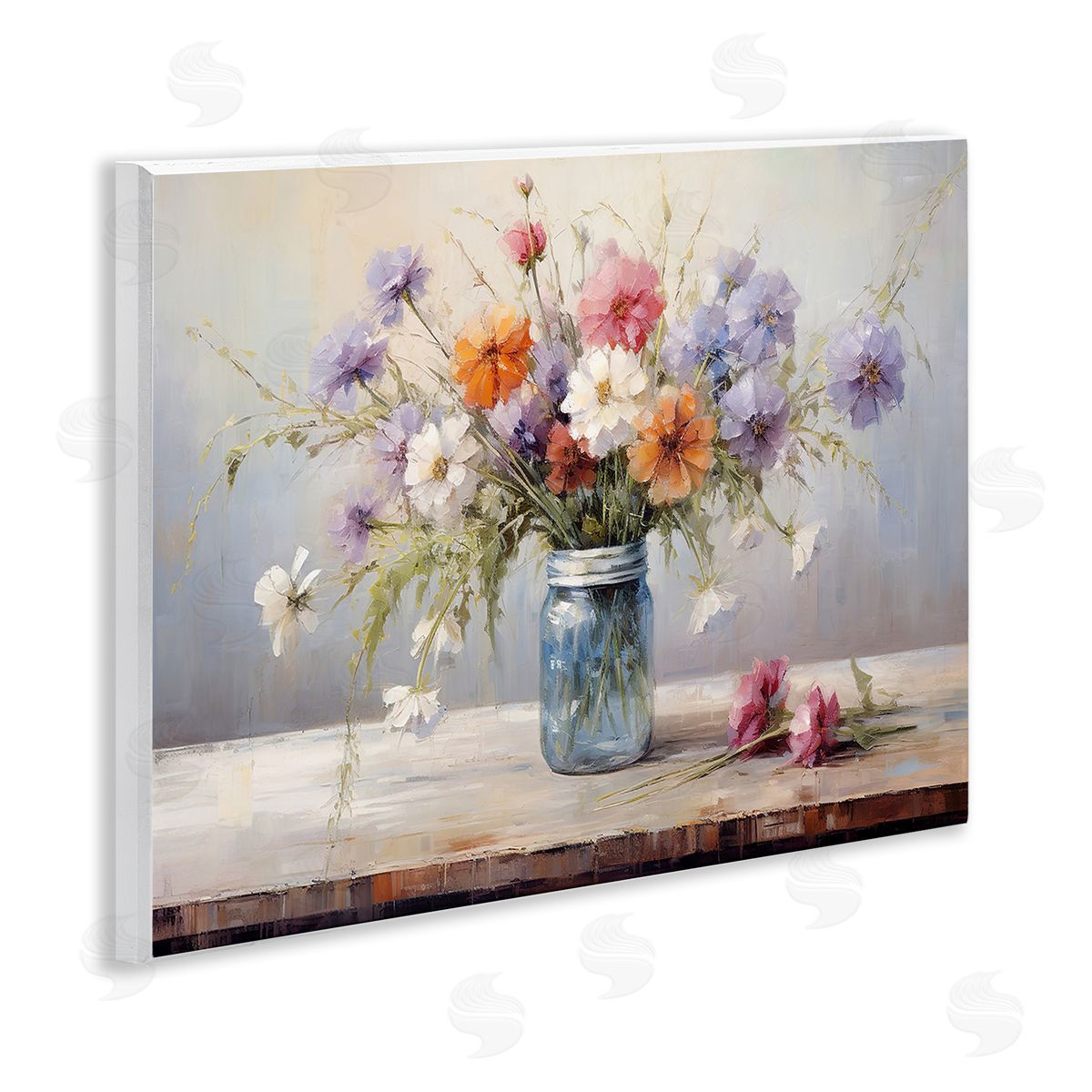 Wildflowers in Country Jar Wood Plaque Wall Art, Home Decor by Franklyn Gregory