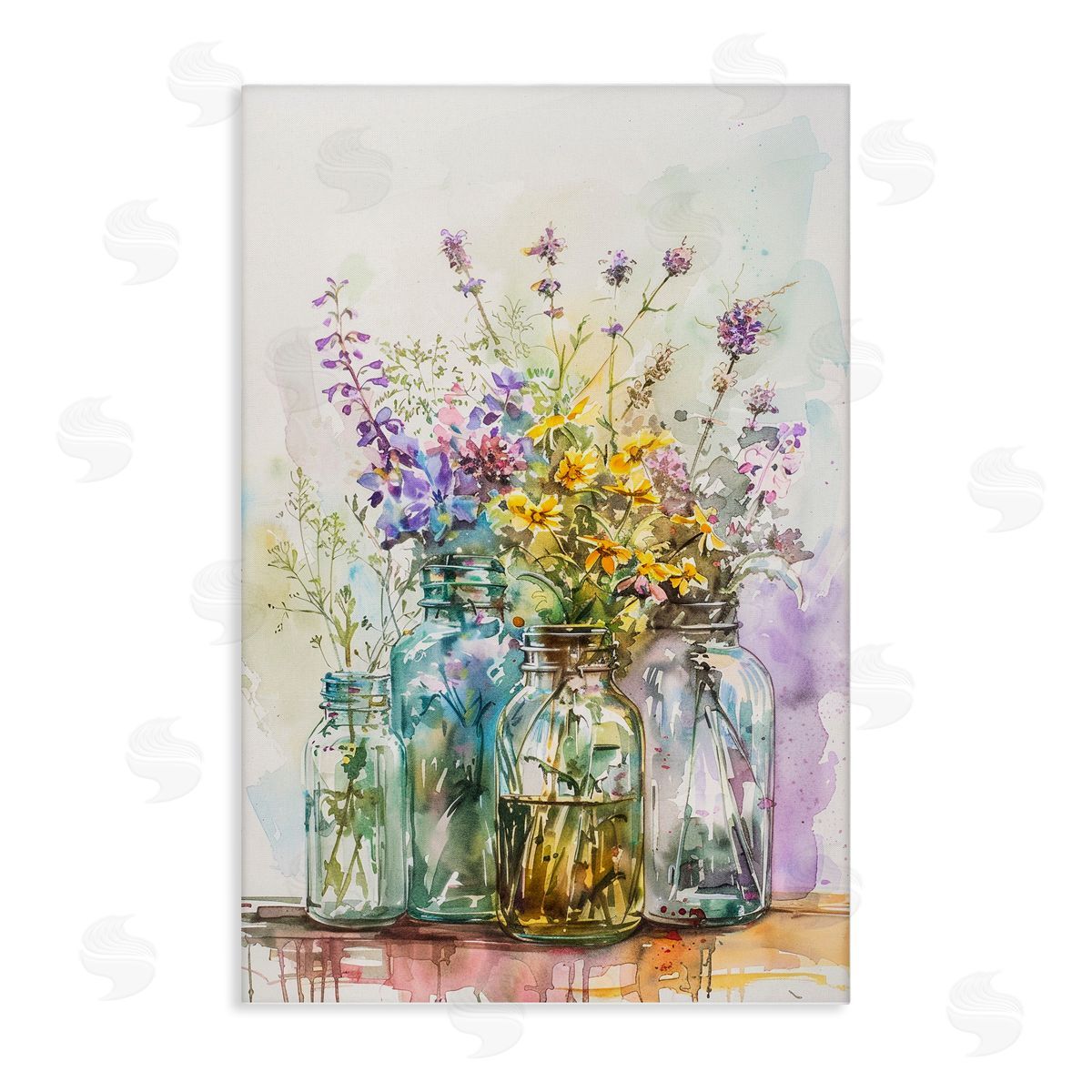 Bright Wildflower Jars Canvas Wall Art, Home Decor by Franklyn Gregory