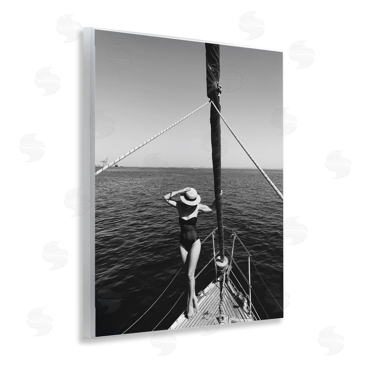 Woman Posing on Boat Wood Plaque Wall Art, Home Decor by LSR Design Studio