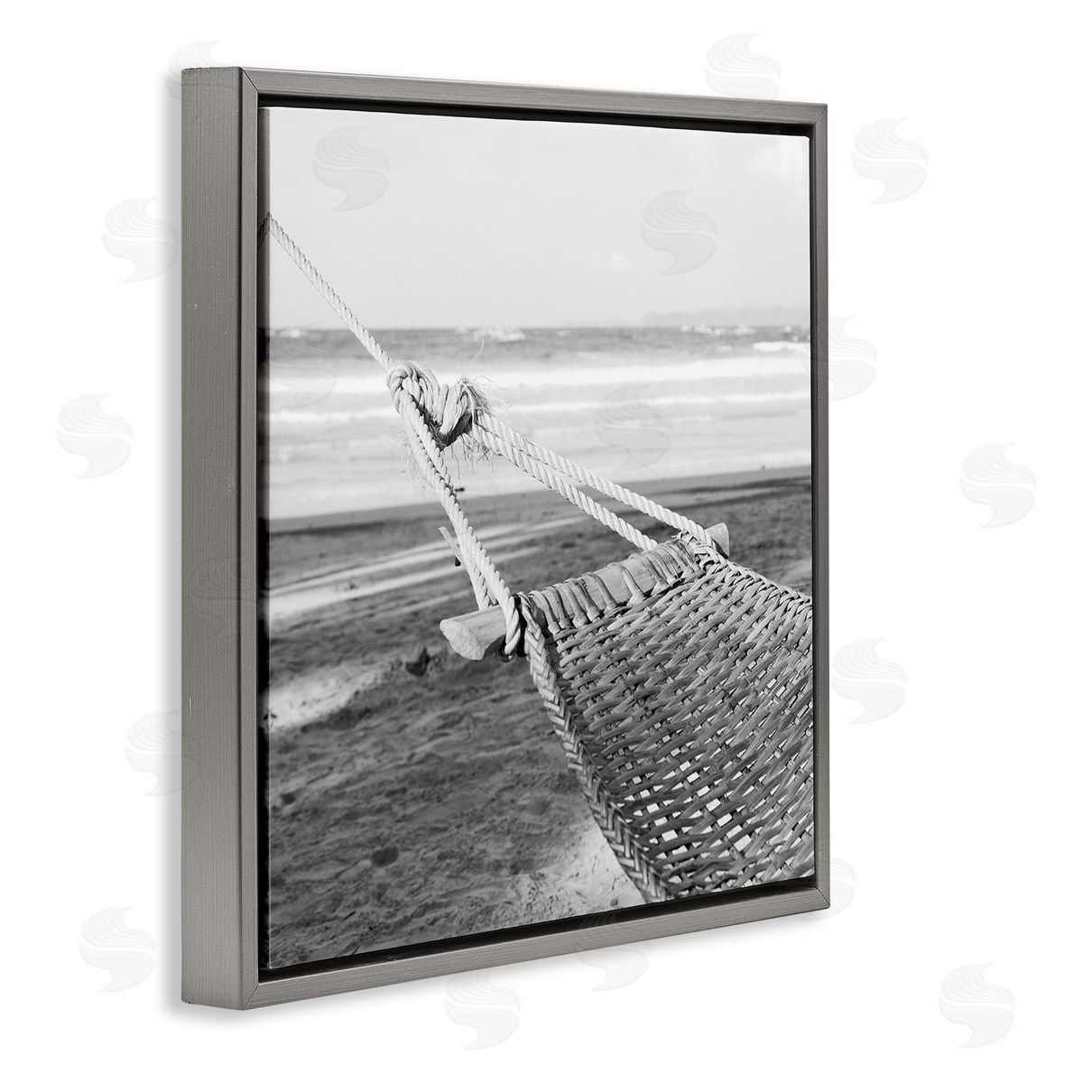 Hammock Lounging by Shore Grey Floating Frame Canvas Wall Art, Home Decor by LSR Design Studio